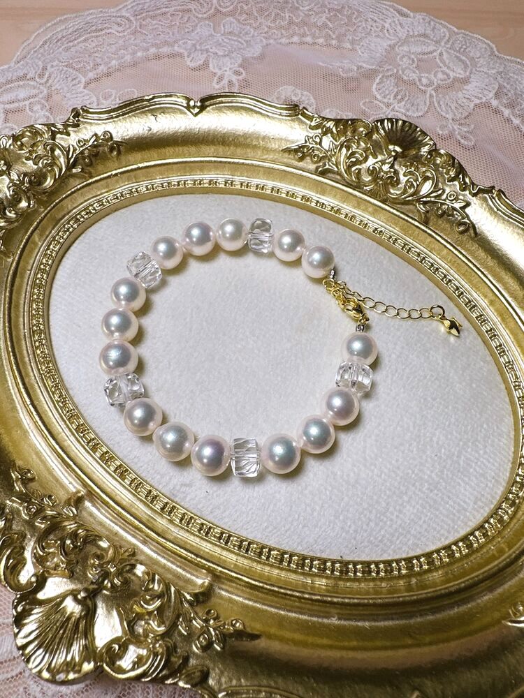 頂級款珍珠水晶手鍊成品照